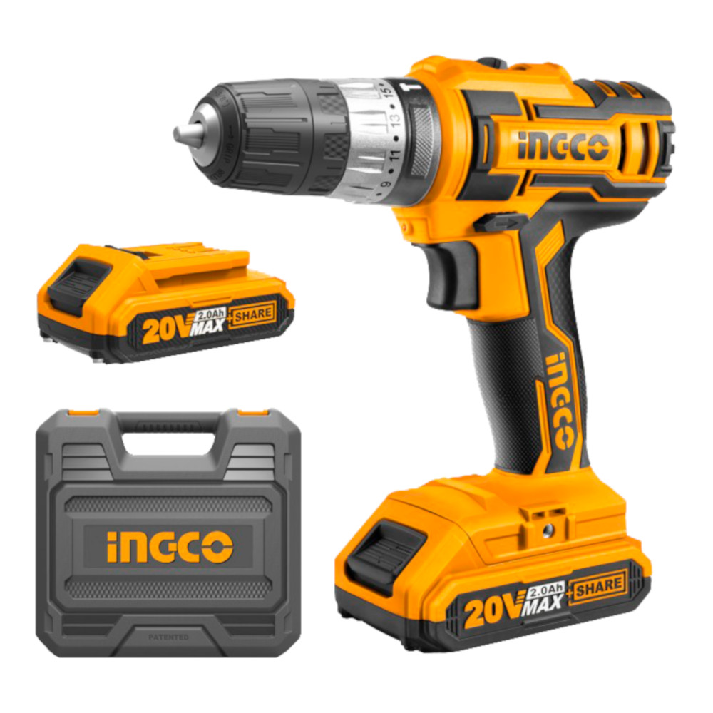 Kit trapano e smerigliatrice a batteria litio 20v ingco.